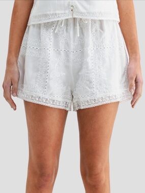 Lush Floral Embroidered Lace-Trim Women's Shorts